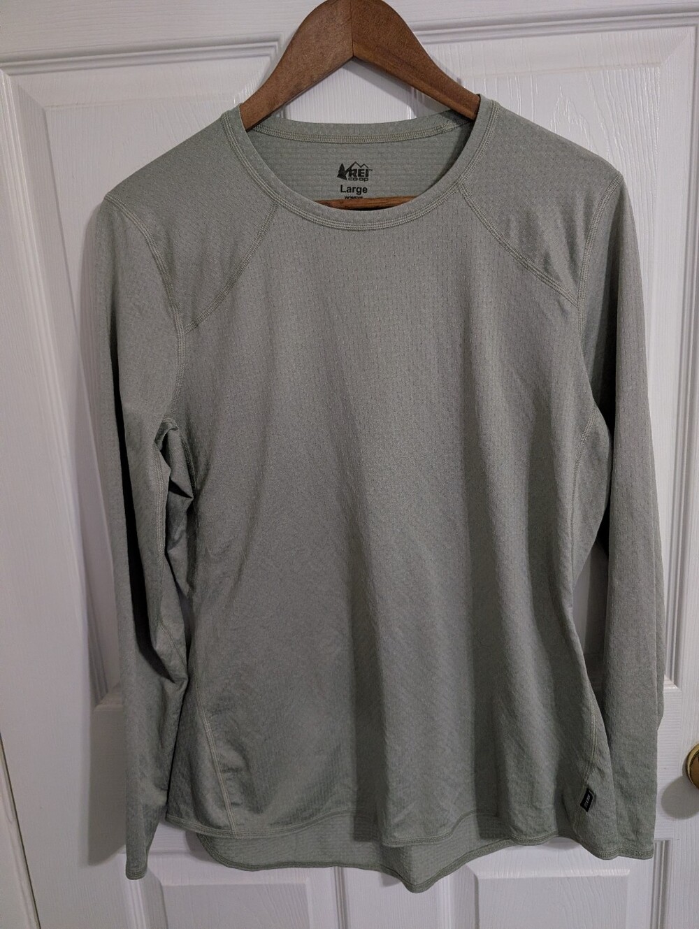 REI Co-Op Womens Top Green Base Layer Long Sleeve Hiking Outdoor Size Large